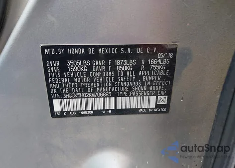 2019 Honda Fit Ex-L z USA, uszkodzony, nr VIN 3HGGK5H02KM706883